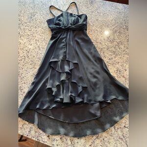 Y2K 100% silk chiffon black midi Dress size 2